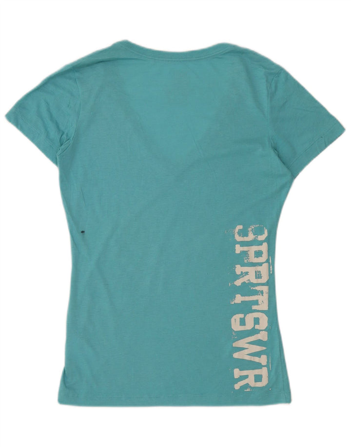 NIKE Damen Slim Fit Graphic T-Shirt Top UK 12 Mittelblaues Polyester