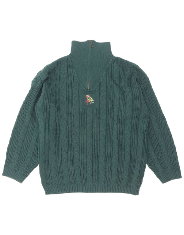 Vintage Herren-Pullover mit Reißverschluss, UK 38/40, mittelgrün, Polyacryl