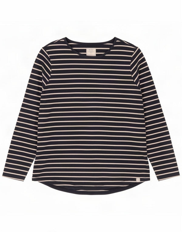 Fat Face Damen Top Langarm UK 16 Large Marineblau gestreift Baumwolle