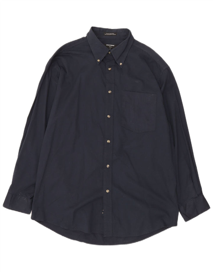 Dockers Herrenhemd aus mittelblauer Baumwolle in Marineblau