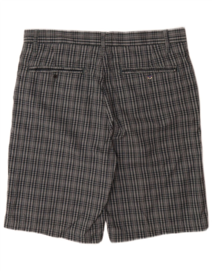 Hurley Herren Chinoshorts W32 mittelblau karierte Baumwolle
