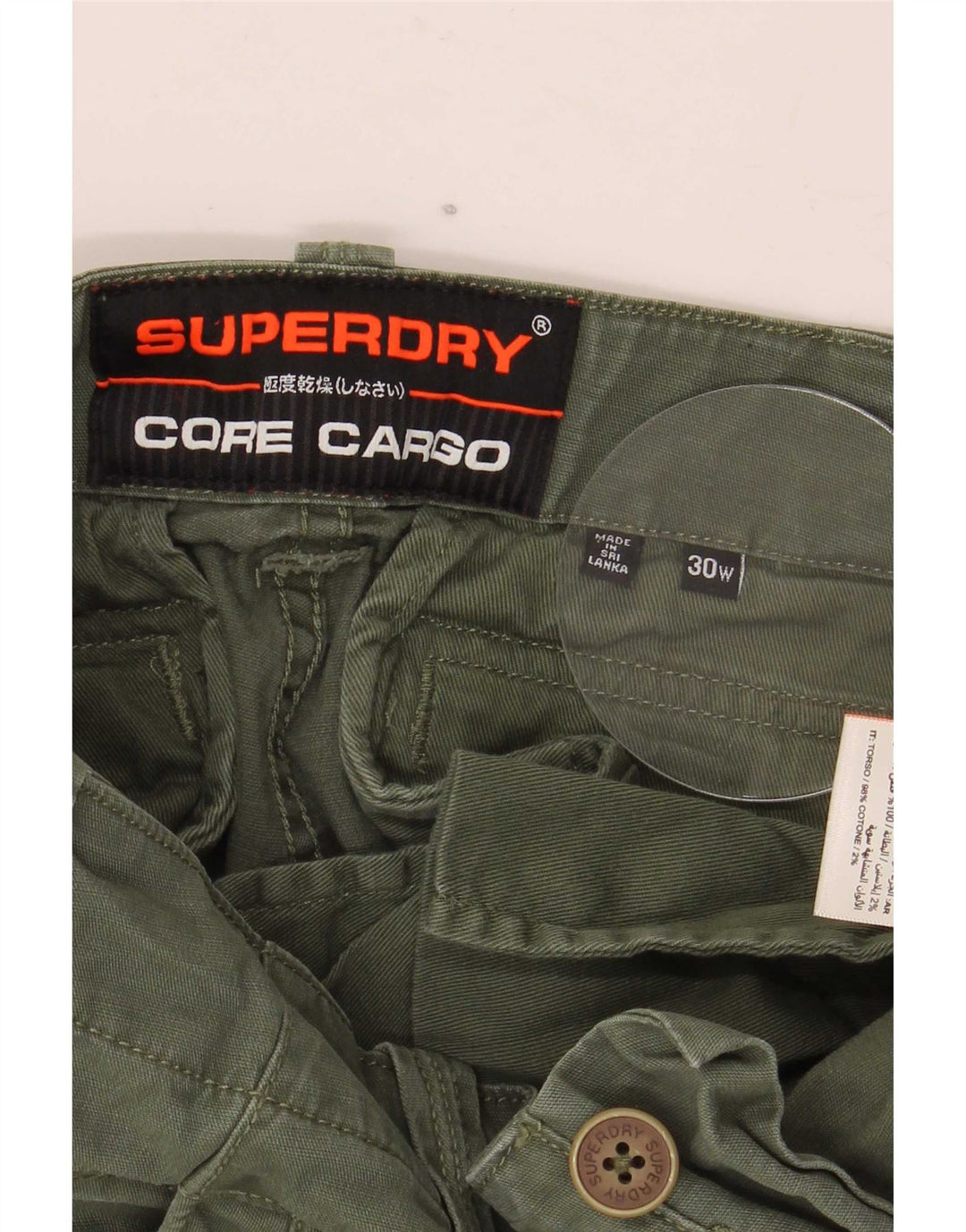 Superdry Herren Cargoshorts W30 mittelgrüne Baumwolle