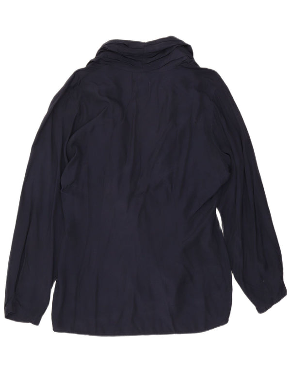 Benetton Damen Wickelbluse IT 46 Large Marineblaue Viskose