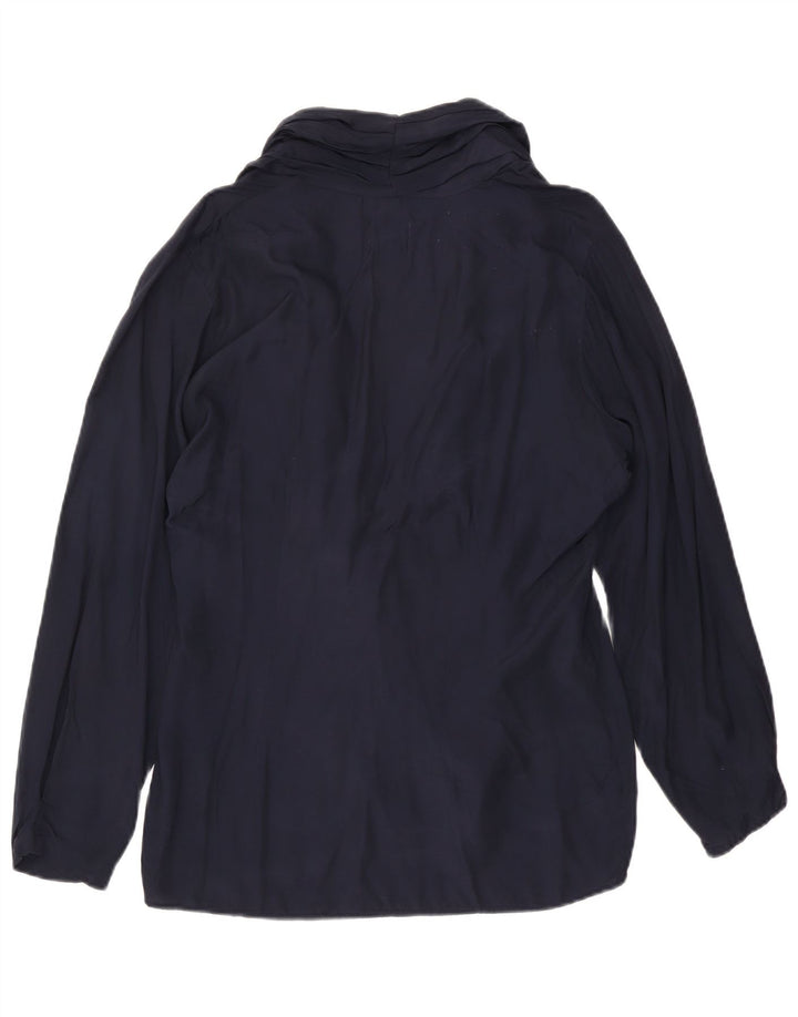 Benetton Damen Wickelbluse IT 46 Large Marineblaue Viskose