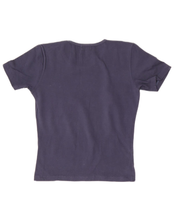Pierre Cardin Damen Crop Graphic T-Shirt Top UK 12 Medium Marineblau Baumwolle
