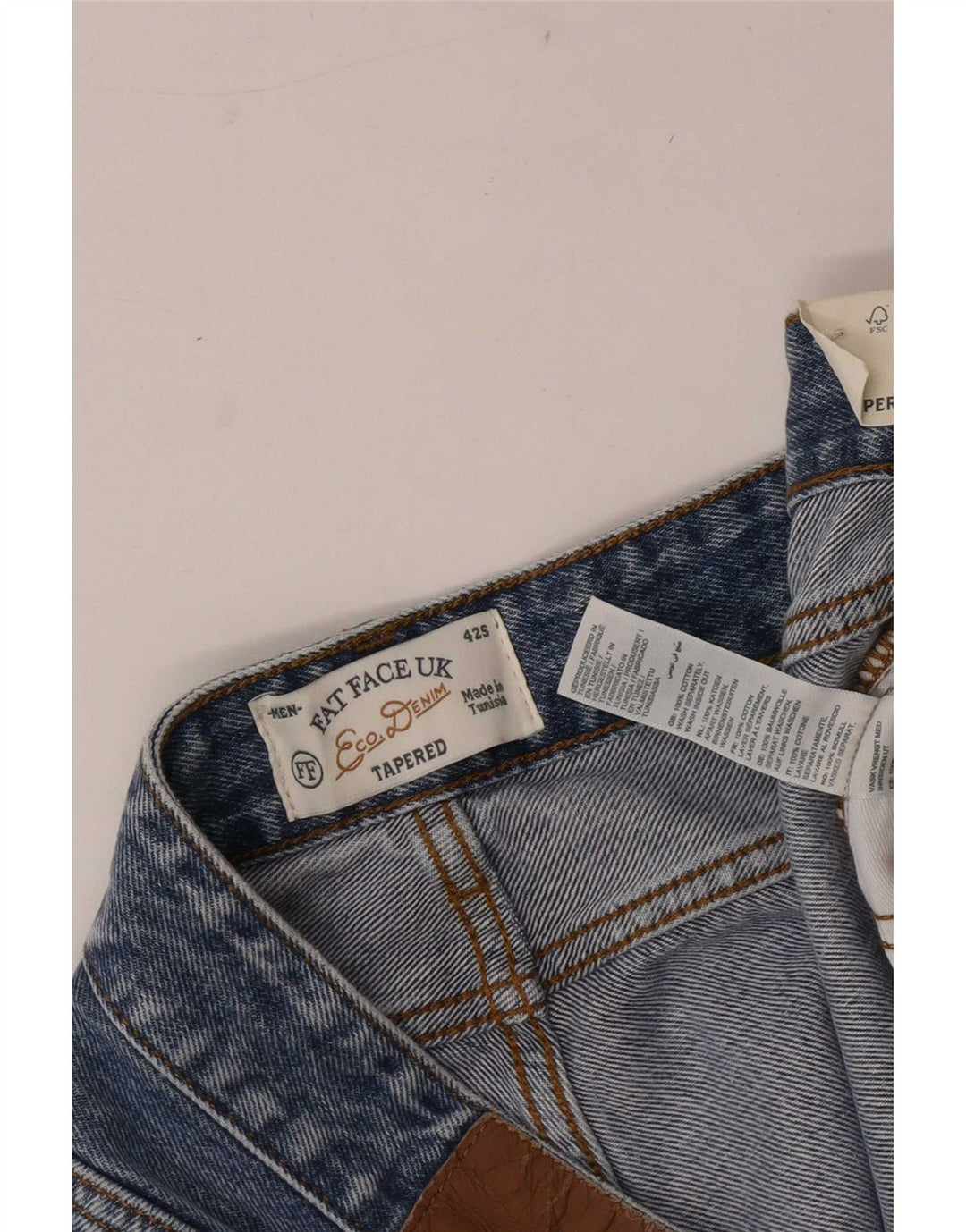 Fat Face Herren Tapered Jeans W42 L29 Blaue Baumwolle