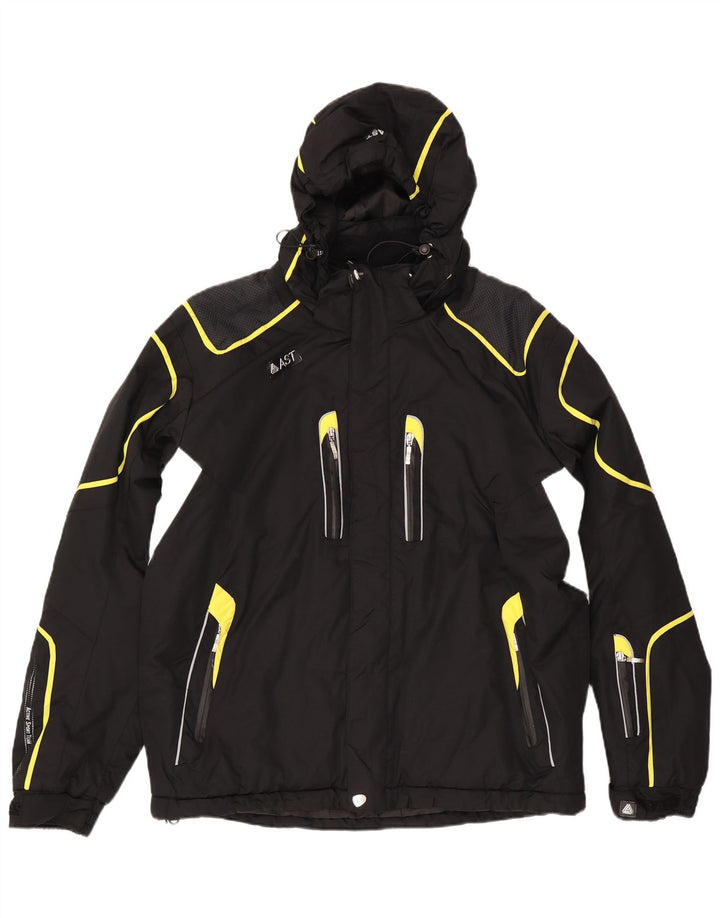 AST Herren-Skijacke mit Kapuze, UK 44 2XL, schwarzes Colourblock-Polyamid