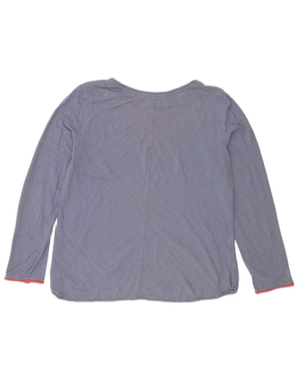 White Stuff Damen-Top, langärmlig, UK 12, mittelblau gefleckte Baumwolle