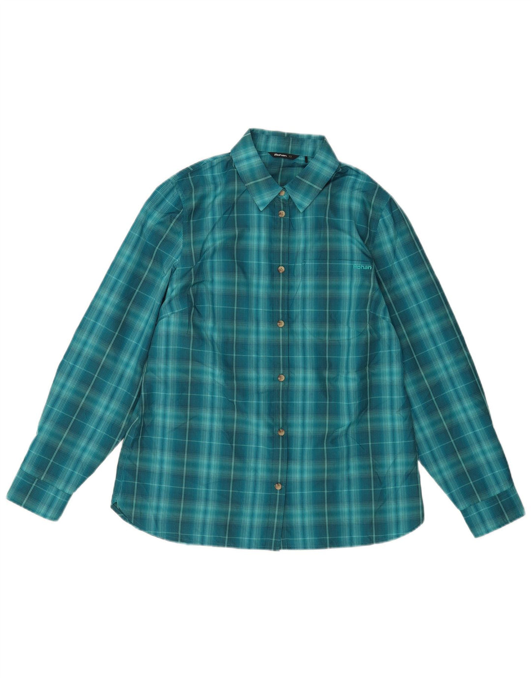 Rohan Damenhemd UK 12 Mittelblau kariertes Polyester