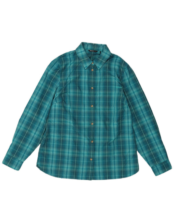 Rohan Damenhemd UK 12 Mittelblau kariertes Polyester