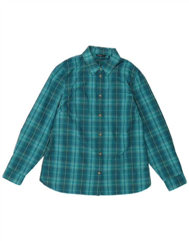 Rohan Damenhemd UK 12 Mittelblau kariertes Polyester