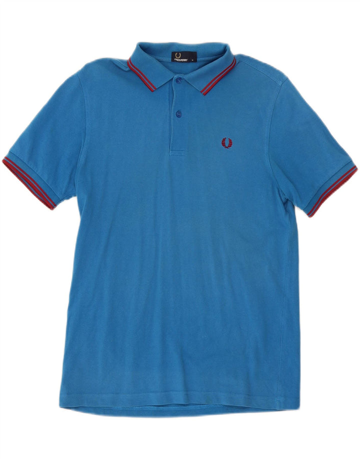 Fred Perry Herren-Poloshirt aus mittelblauer, gestreifter Baumwolle