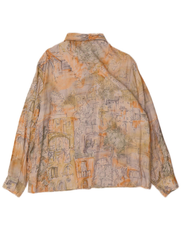 Vintage Damen-Hemdbluse mit Grafik, Größe 46, groß, mehrfarbig, Farbblock