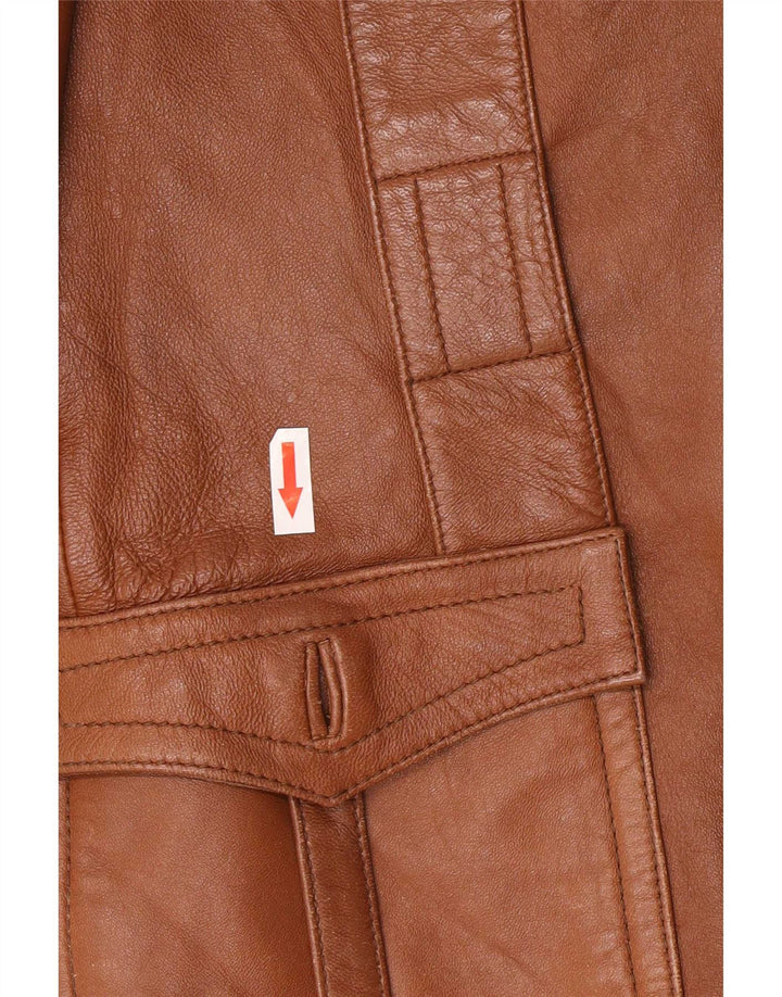 Vintage Damen 3-Knopf-Lederjacke UK 8 Small Brown