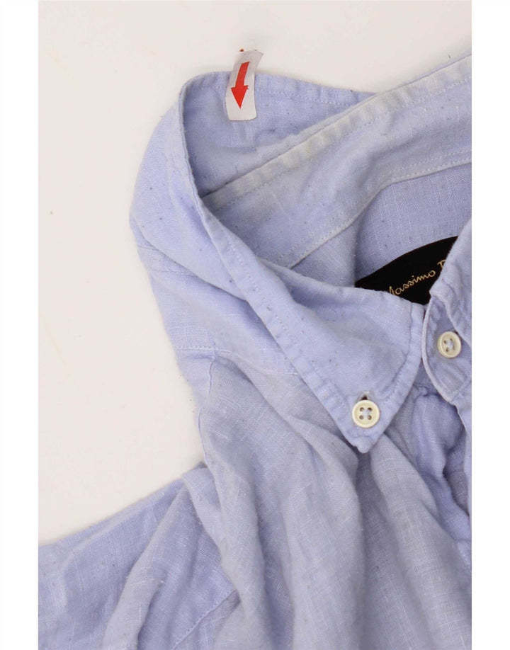 Massimo Dutti Herrenhemd XL Blaues Leinen