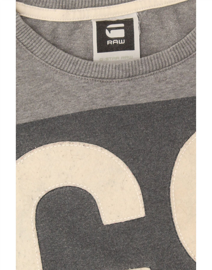 G-STAR Womens Graphic T-Shirt Top Medium Grey Cotton Vintage G-Star and Second-Hand G-Star from Messina Hembry 