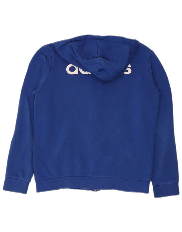Adidas Jungen-Kapuzenpullover mit Reißverschluss, 11–12 Jahre, blaue Baumwolle
