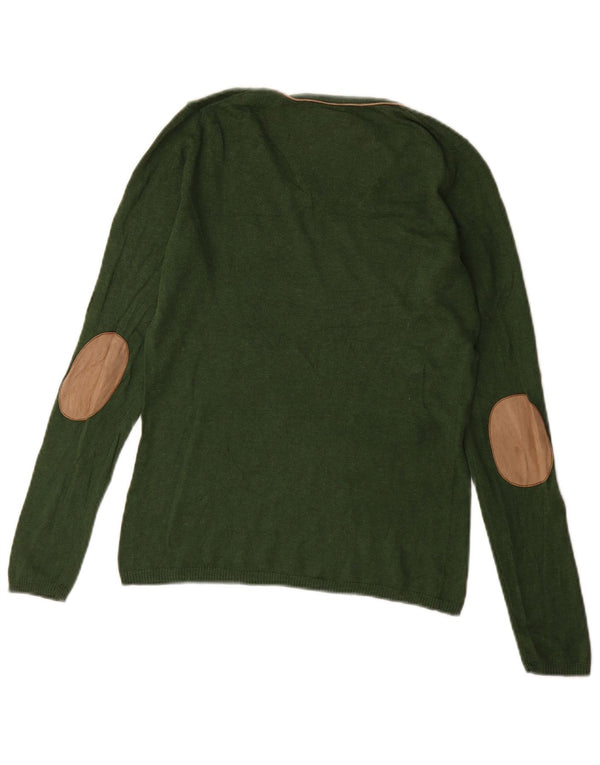 Massimo Dutti Damen-Pullover mit U-Boot-Ausschnitt, UK 12, mittelgrüne Seide