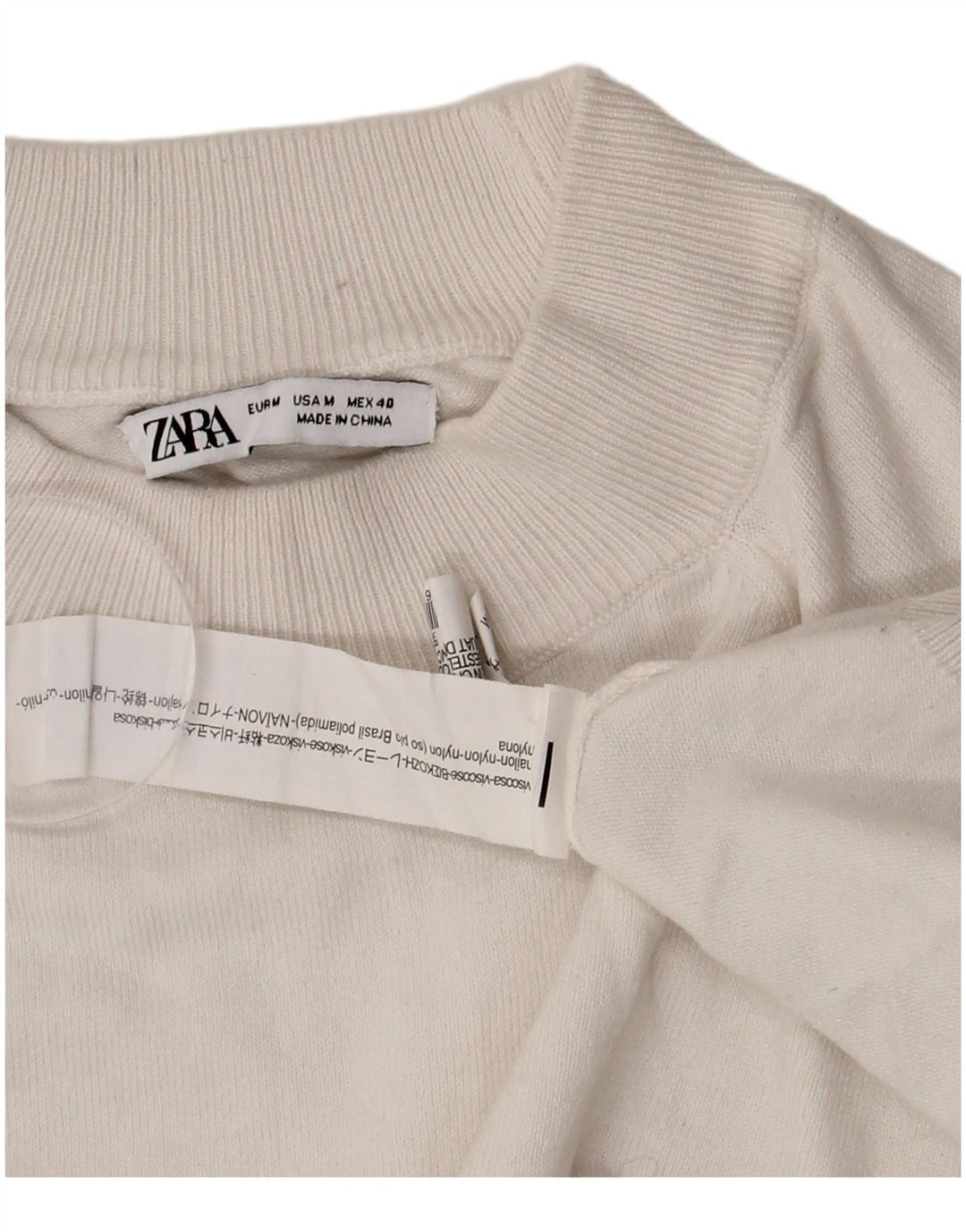 Zara Herren-Pullover mit Rundhalsausschnitt, mittelweiße Viskose