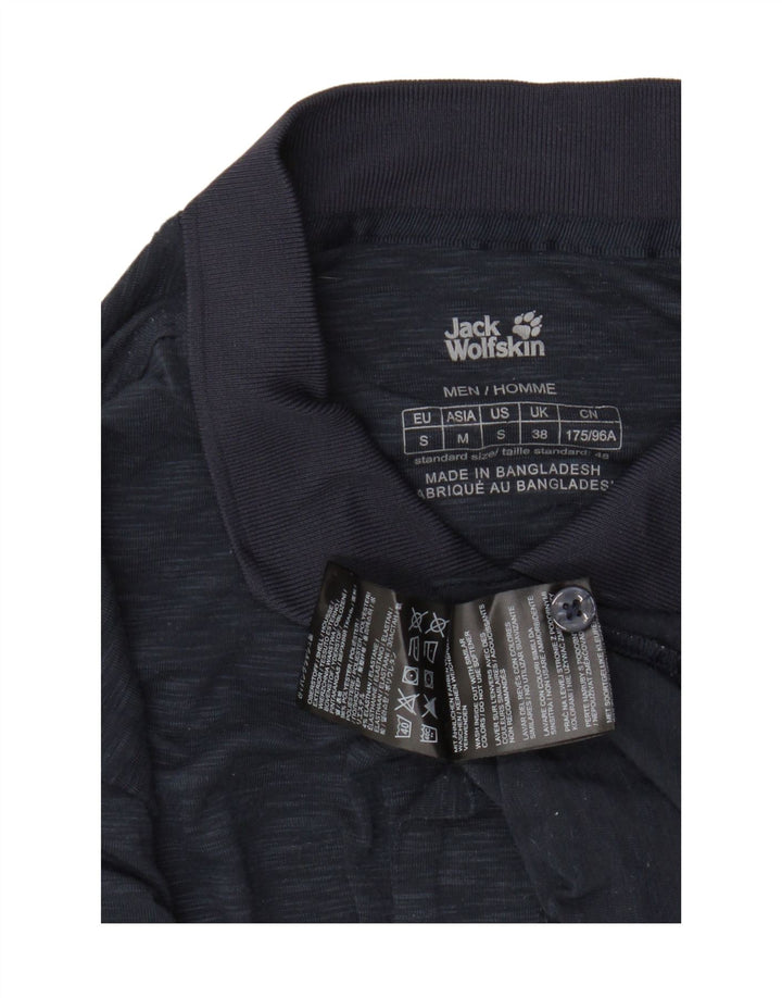 JACK WOLFSKIN Herren Poloshirt UK 38 Small Marineblau geflecktes Polyester