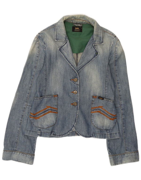 Lee Damen 3-Knopf-Denim-Blazer-Jacke, UK 10, kleine blaue Baumwolle