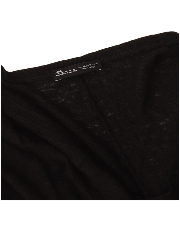 Zara Damen Bluse Top UK 14 Medium Schwarz