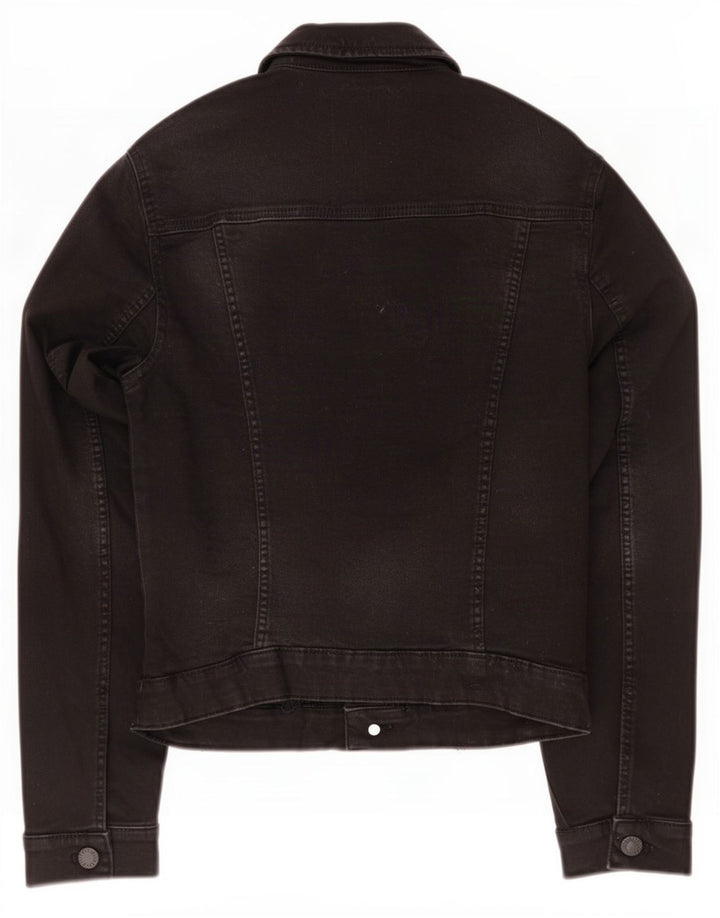 Zara Damen Trafaluc Jeansjacke UK 12 Mittelschwarze Baumwolle