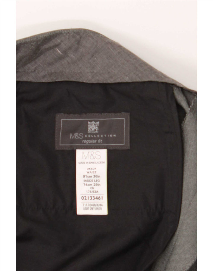 Marks & Spencer Herren-Anzughose in normaler Passform, W36 L29, grau, Polyester