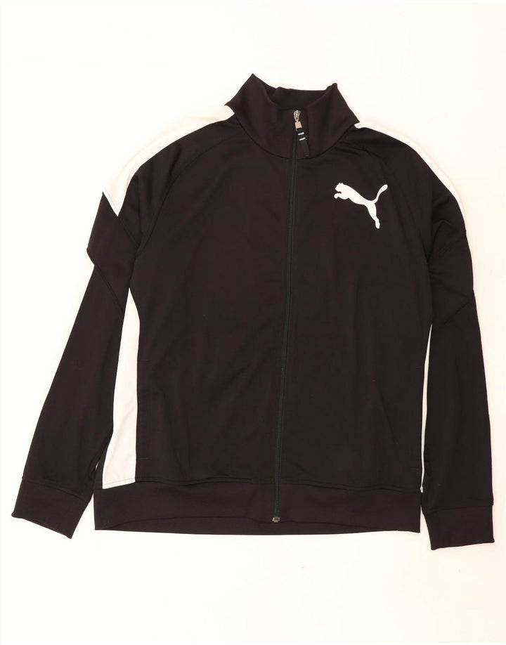 Puma Herren-Trainingsanzug-Top-Jacke XL, schwarzes Farbblock-Polyester