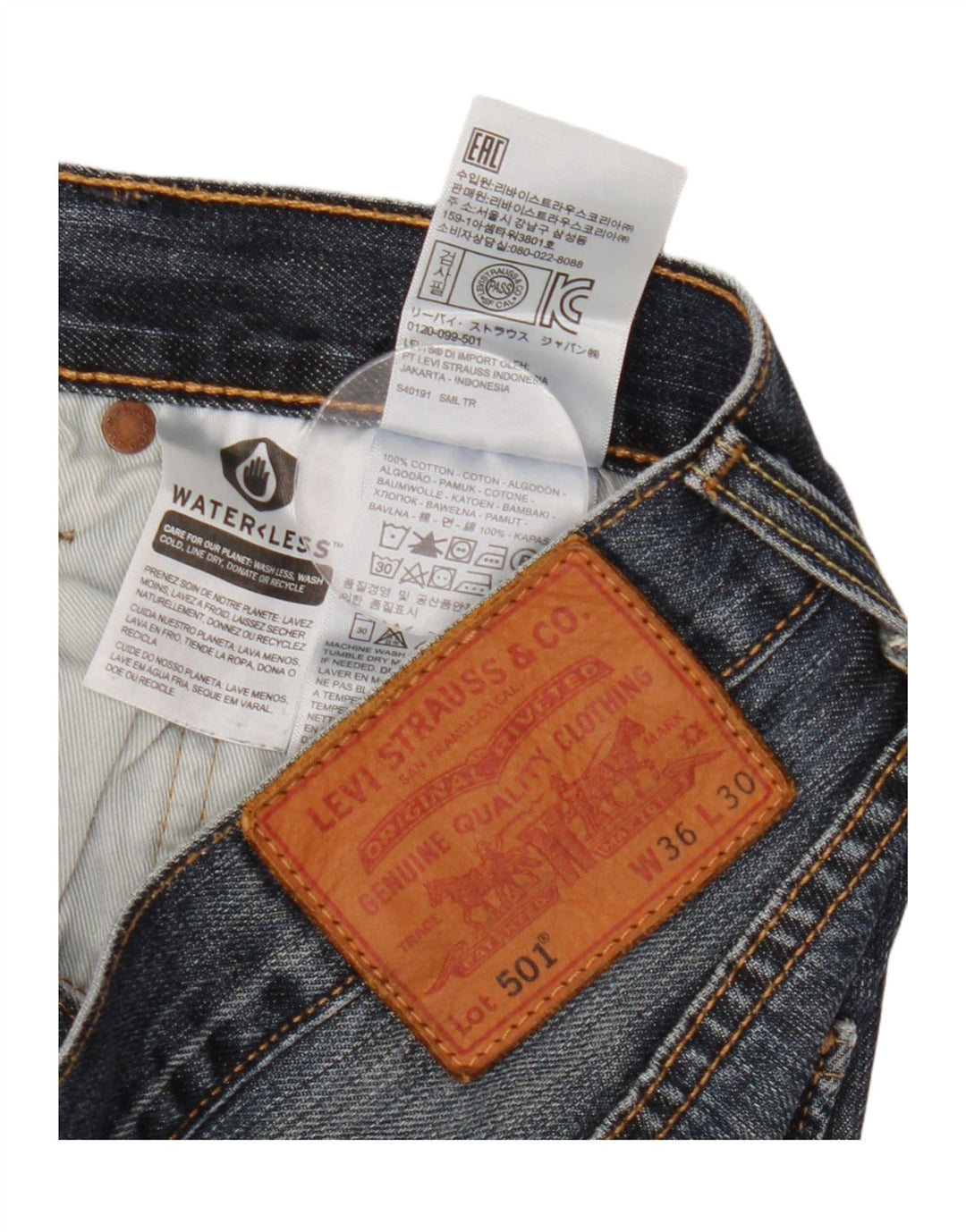 Levi's Herren 501 Straight Jeans W36 L30 Blaue Baumwolle
