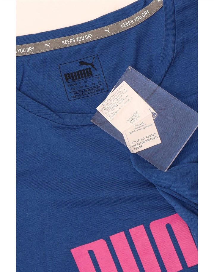 Puma Damen Graphic T-Shirt Top UK 14 Mittelblaue Baumwolle