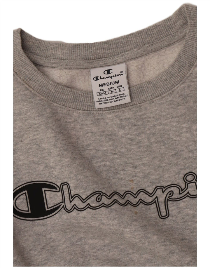 Champion Womens Graphic Sweatshirt Pullover UK 14 Mittelgrau meliert