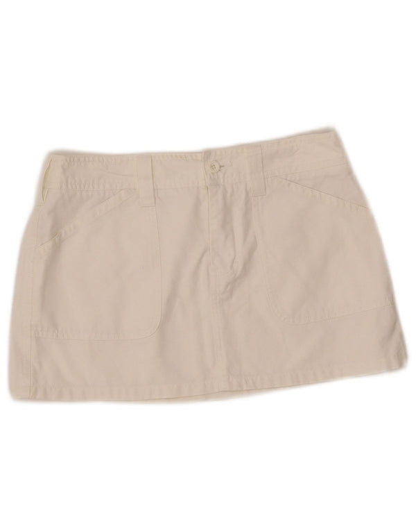 Benetton Damen Minirock IT 42 Medium W29 Weiße Baumwolle