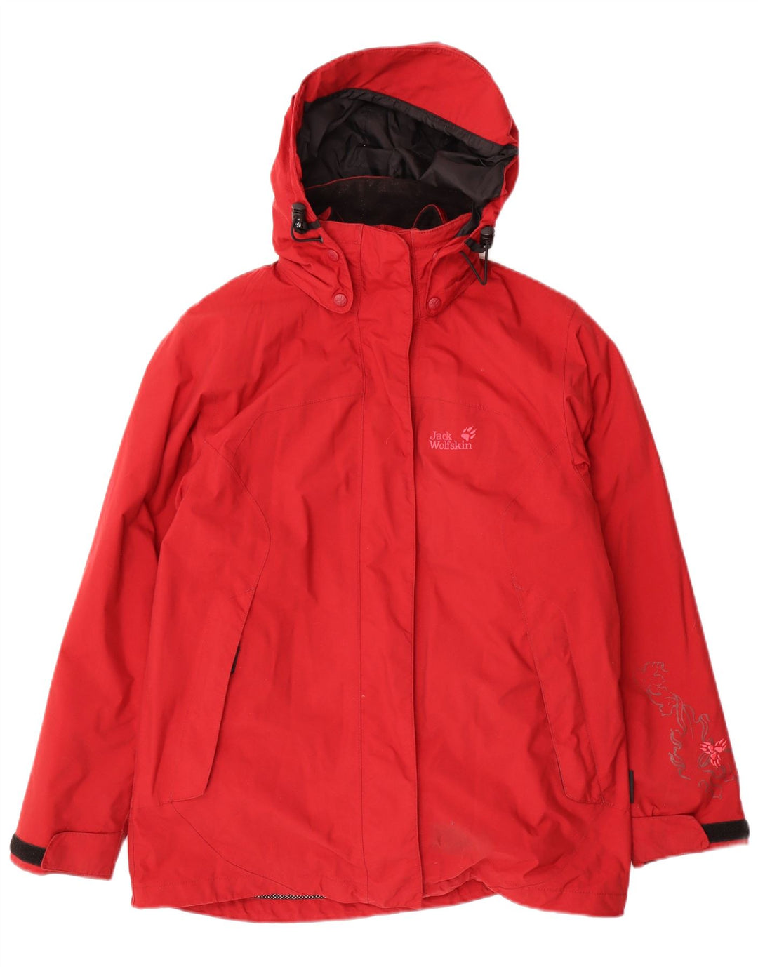 Jack Wolfskin Damen-Windbreakerjacke mit Kapuze, UK 12, Mittelrot, Polyamid