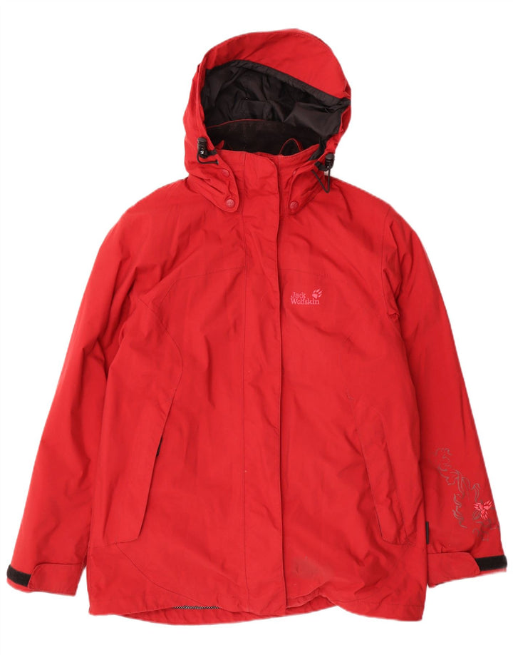 Jack Wolfskin Damen-Windbreakerjacke mit Kapuze, UK 12, Mittelrot, Polyamid