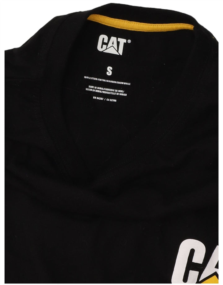 CAT Herren-Top mit Grafik, langärmlig, klein, aus schwarzer Baumwolle