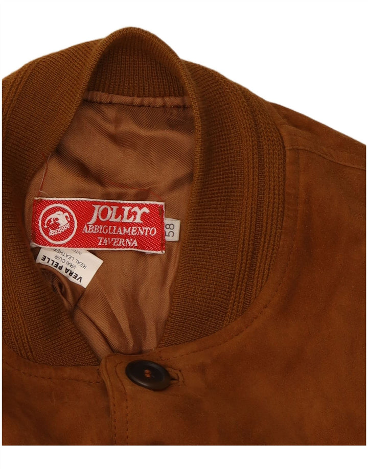 Jolly Herren Wildleder Bomberjacke IT 58 4XL Braunes Leder