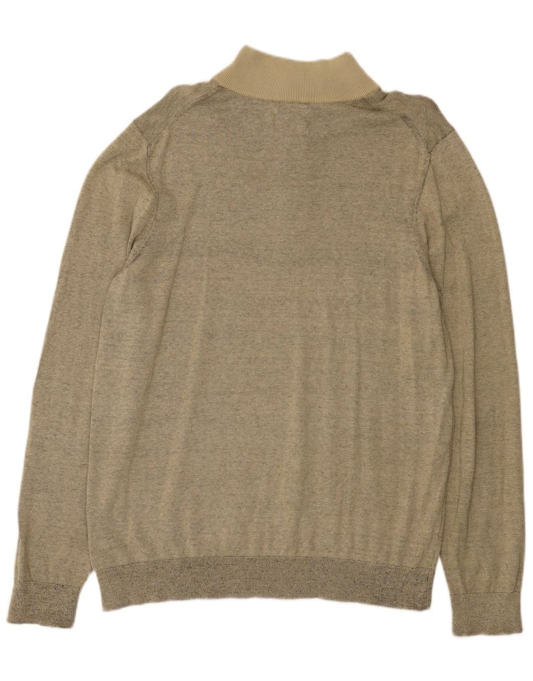 Calvin Klein Herren-Pullover mit Reißverschluss am Hals, mittelbeige gefleckte Baumwolle