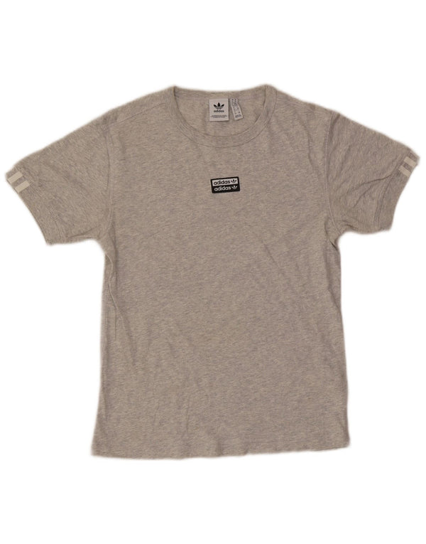 Adidas Damen Grafik T-Shirt Top UK 6 XS Grau Baumwolle