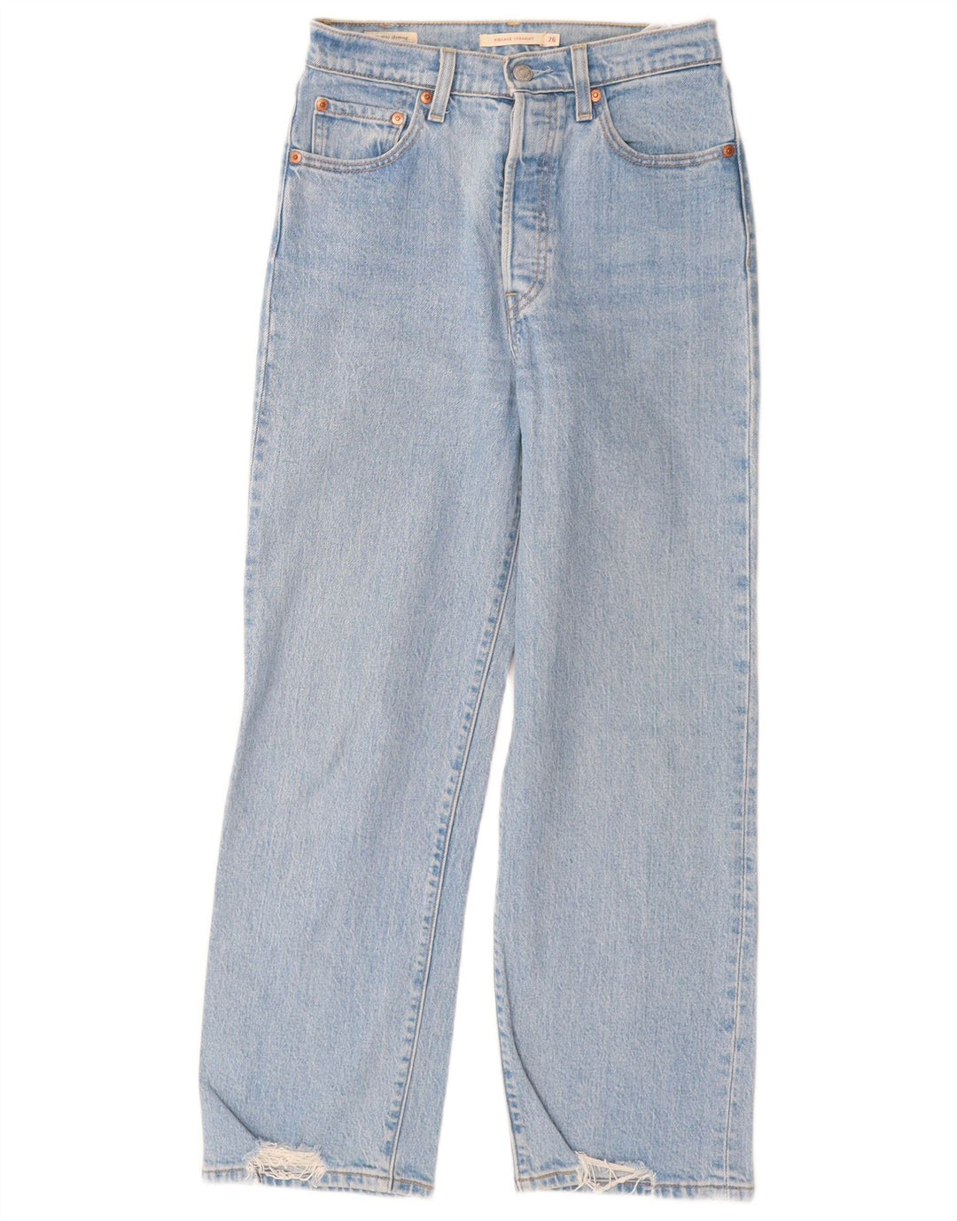 Levi's Damen Ribcage Distressed Straight Jeans W26 L27 Blaue Baumwolle