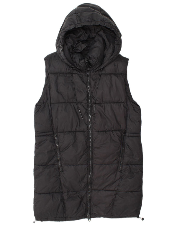 Zara Damen Longline-Weste mit Kapuze, gepolstert, UK 14, Mittelschwarz, Polyester