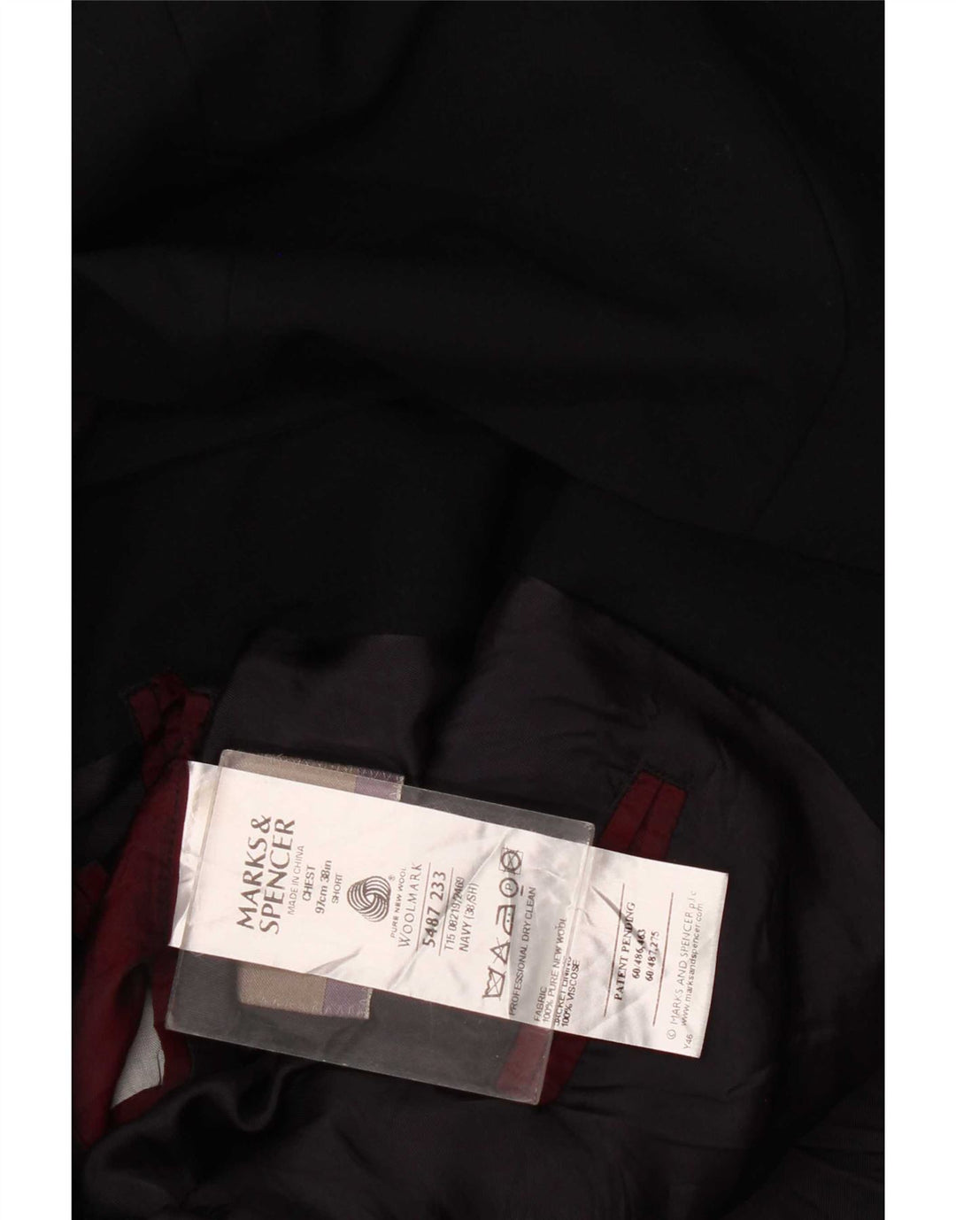 Marks & Spencer Herren-Blazer mit 3 Knöpfen, UK 38, Mittelblau, Schurwolle