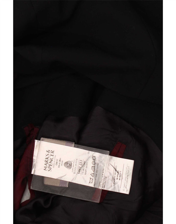 Marks & Spencer Herren-Blazer mit 3 Knöpfen, UK 38, Mittelblau, Schurwolle
