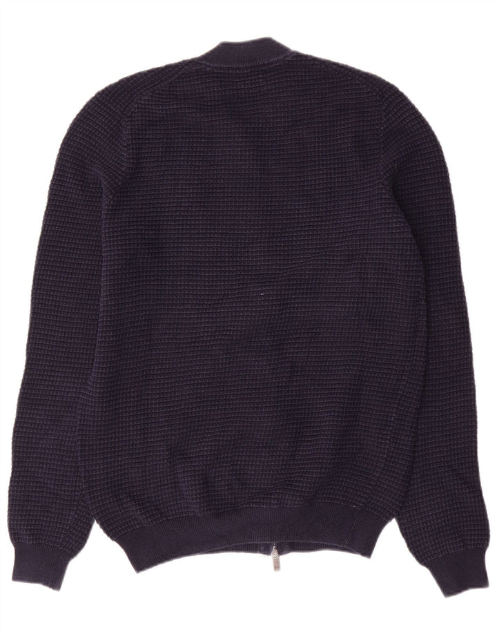 Massimo Dutti Herren-Strickjacke aus mittelblauer Baumwolle