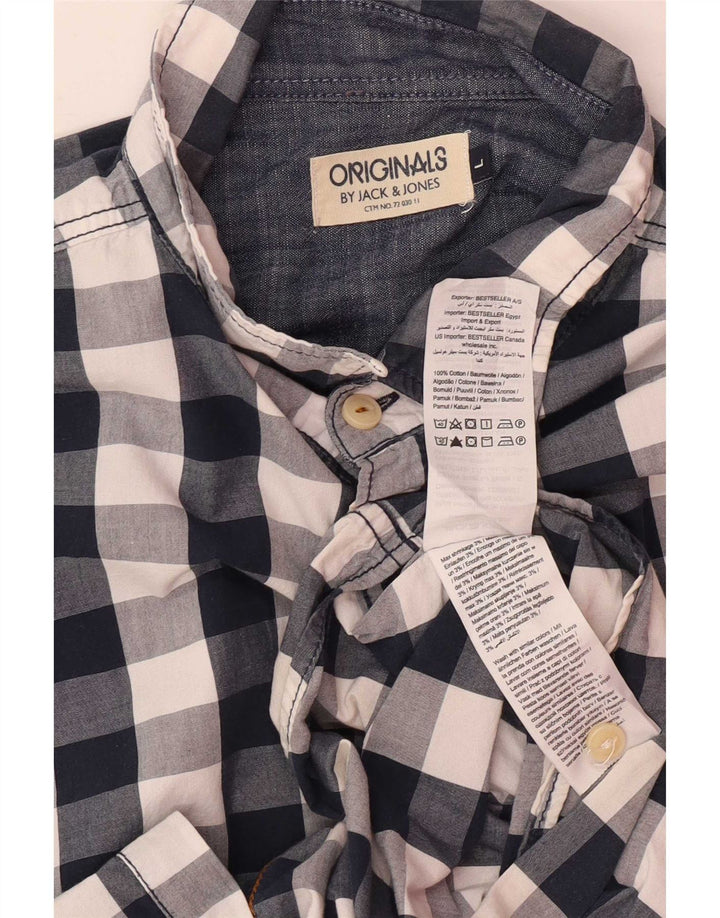 Jack & Jones Herren-Kurzarmhemd, groß, marineblau, kariert, Baumwolle