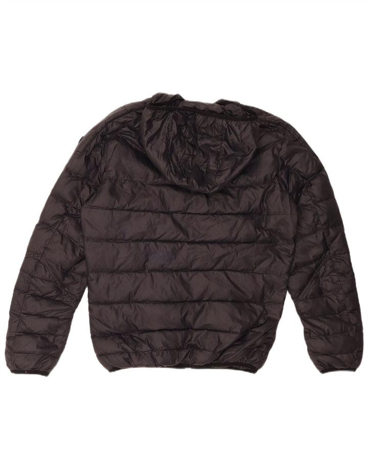 DIESEL Wattierte Herrenjacke mit Kapuze, UK 36, kleines schwarzes Nylon
