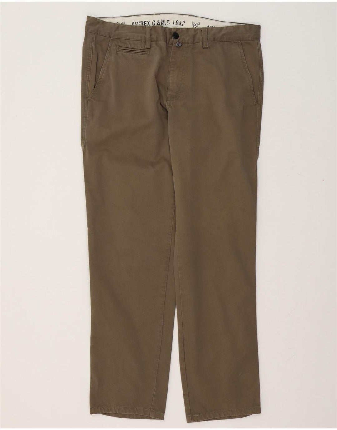 Gerade Chino-Hose für Herren von Avirex, W36, L32, Khaki, Baumwolle