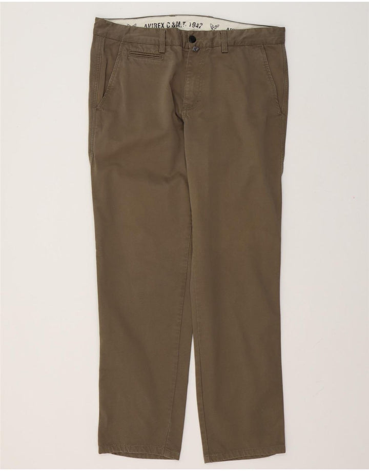 Gerade Chino-Hose für Herren von Avirex, W36, L32, Khaki, Baumwolle