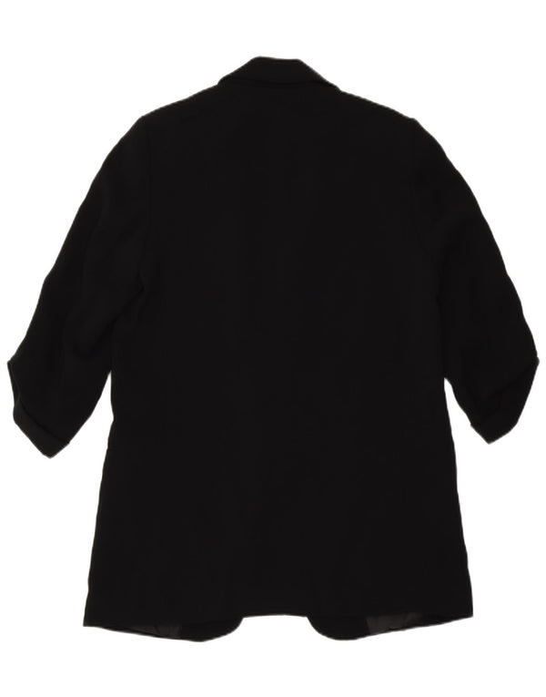 Zara Womens 3/4 Sleeve Open Blazer Jacket UK 10 Small Black Polyester