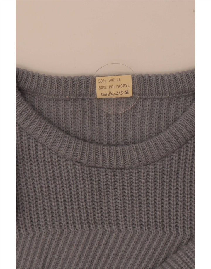 Vintage Herren Pullover mit Rundhalsausschnitt IT 50/52 Große graue Wolle